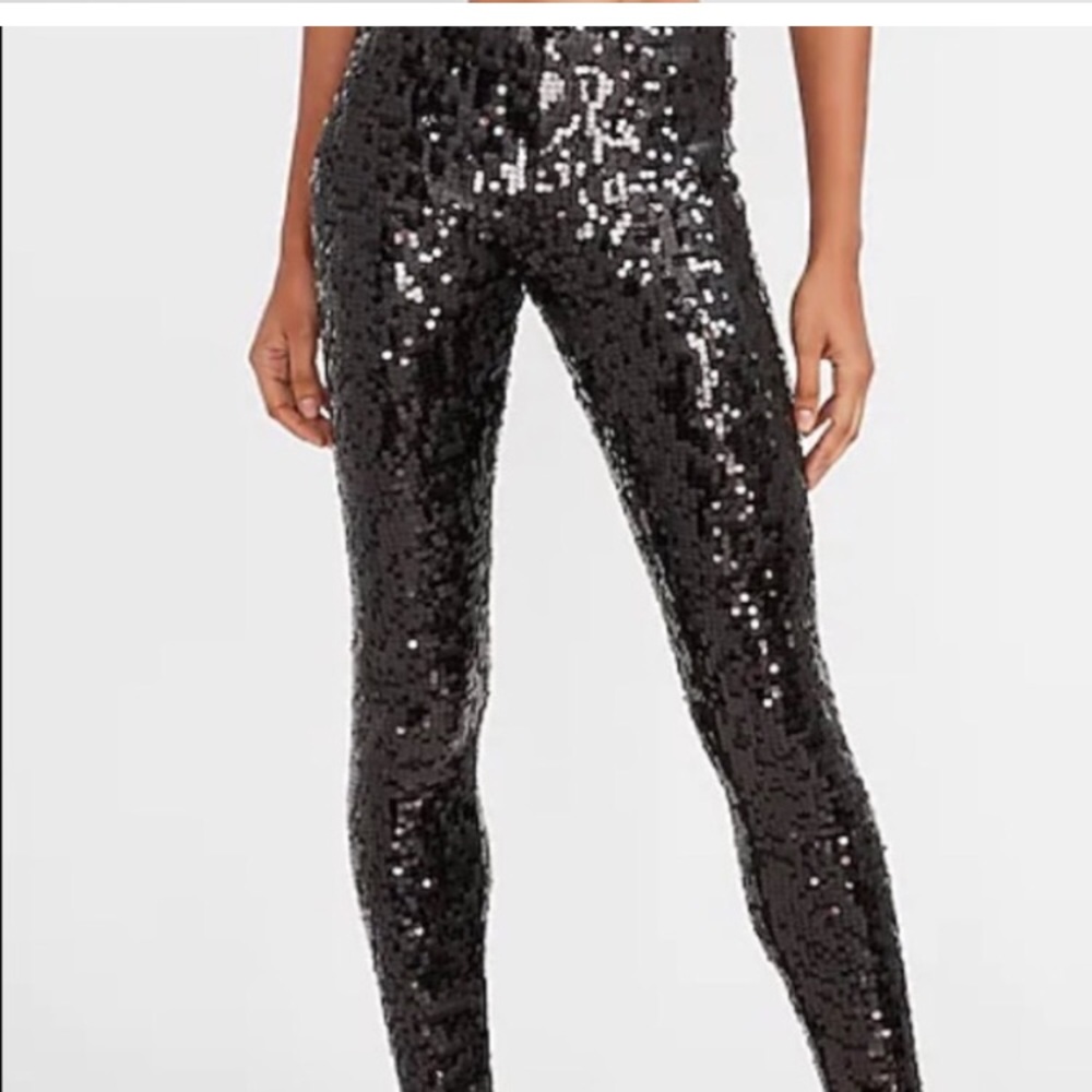 Express High Waist Velvet/Sequin Leggings XXS